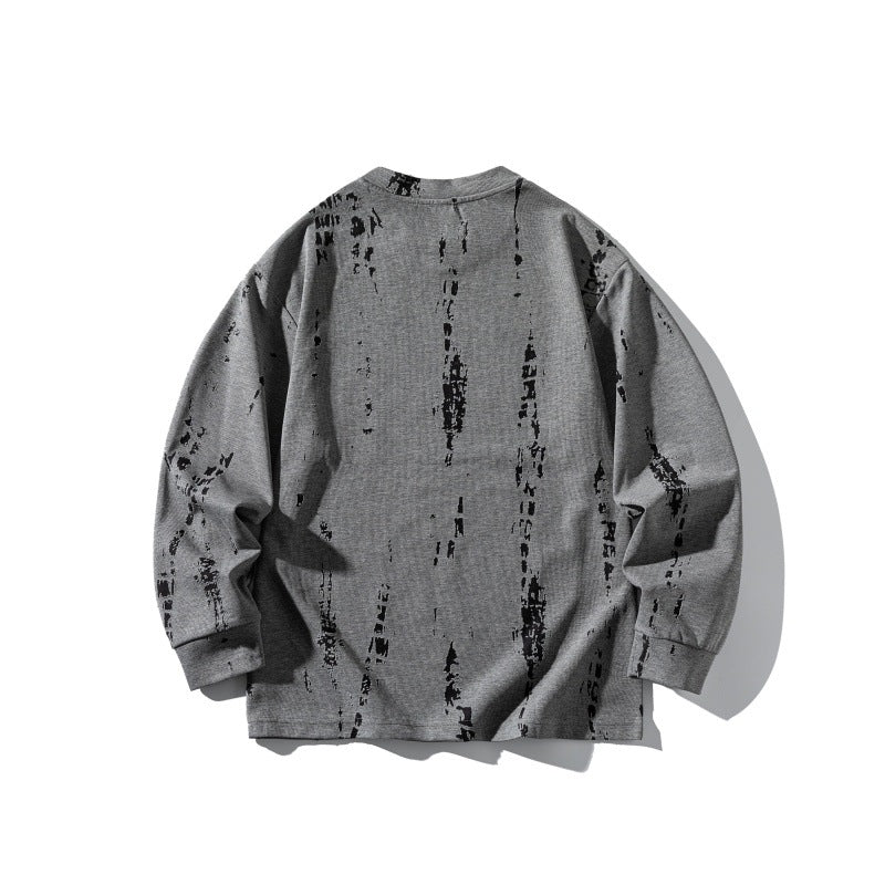 Unisex Oversize-Langarmshirt mit Batik- und Destroyed-Effekt Drune