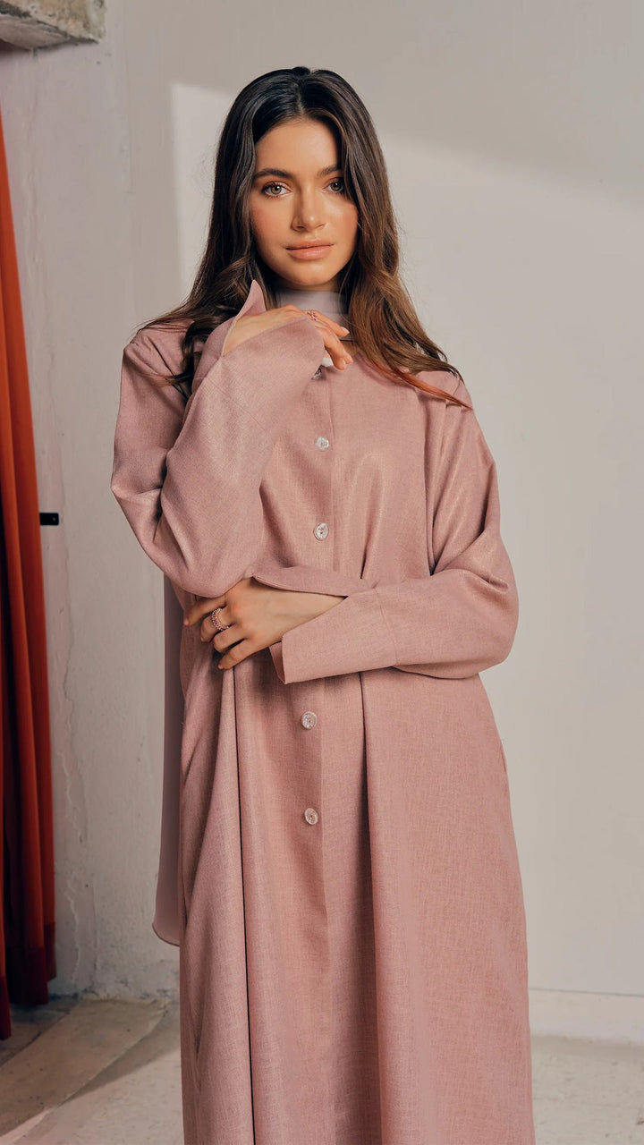 Damen stilvolles Langarmhemdkleid im Oversized-Schnitt Drune
