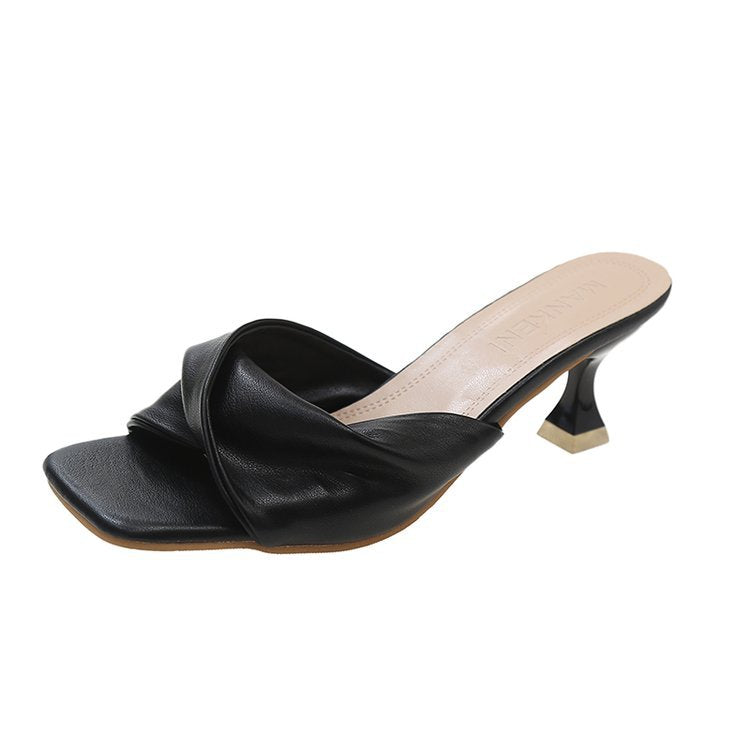 Damen Elegante Mules mit geschwungenem Riemendesign und komfortablem Absatz Drune