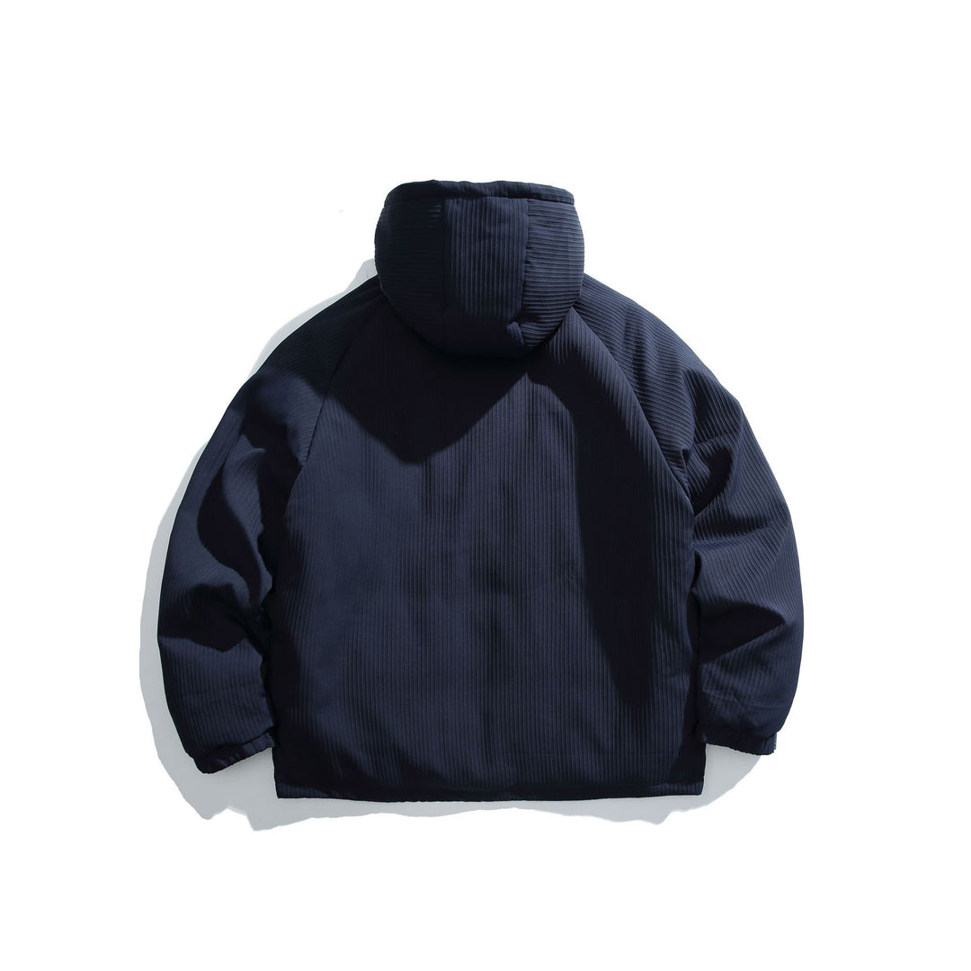 Herren Steppjacke mit Kapuze und geripptem Strukturstoff Drune