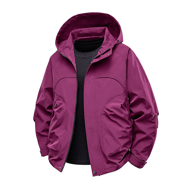 Herren technische Softshell-Utilityjacke mit Kapuze wasserabweisend und Multifunktionstaschen Drune