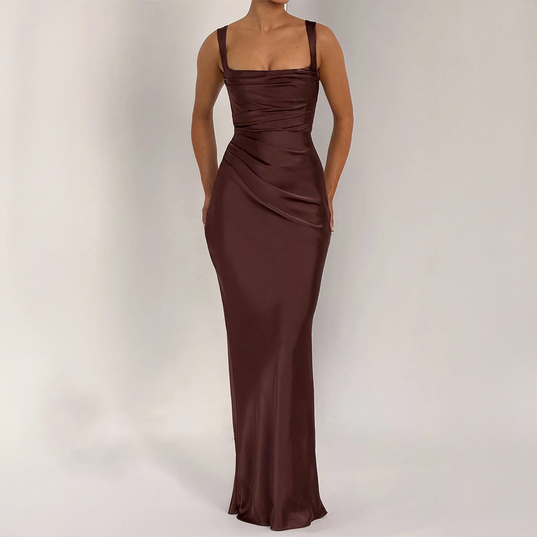 Damen Maxikleid mit elegantem Quadrat-Ausschnitt und figurformendem Design Drune