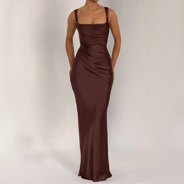 Damen Maxikleid mit elegantem Quadrat-Ausschnitt und figurformendem Design Drune