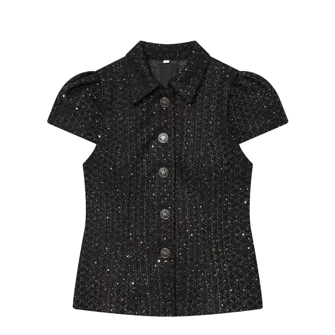 Damen modische Bluse im Tweed-Stil Drune