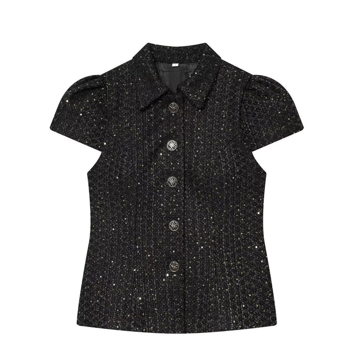 Damen modische Bluse im Tweed-Stil Drune