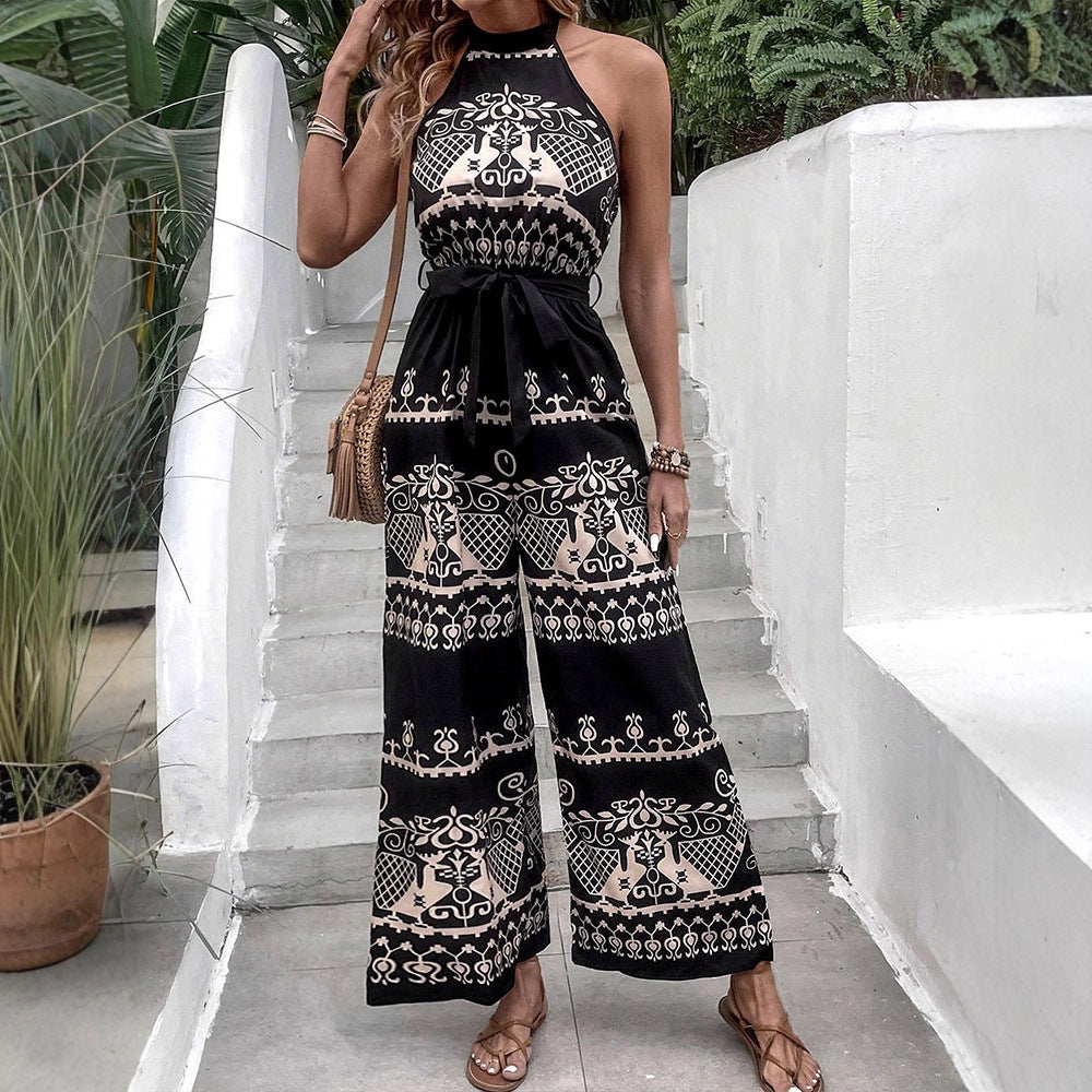 Damen Jumpsuit mit elegantem Halterdesign und stilvollen Musterdetails Drune