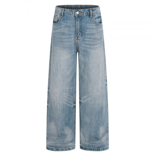 Damen Weite High-Waist Jeans aus leichtem Stonewashed Denim Drune
