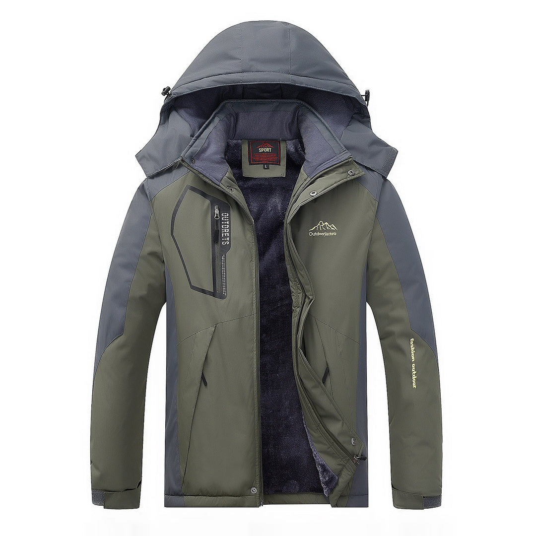 Herren Wasser- und winddichte Outdoorjacke mit wärmender Fleece-Innenlage und abnehmbarer Kapuze Drune