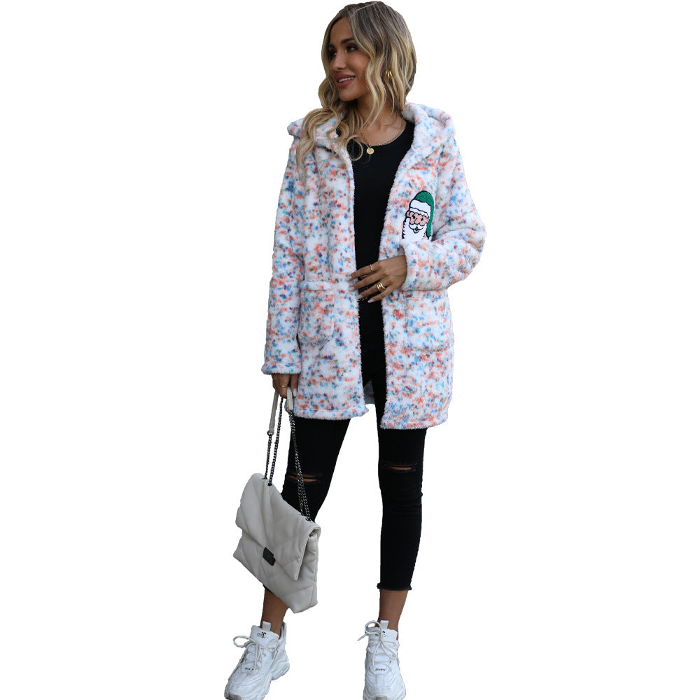 Damen kuschelige Fleecejacke mit Kapuze Drune