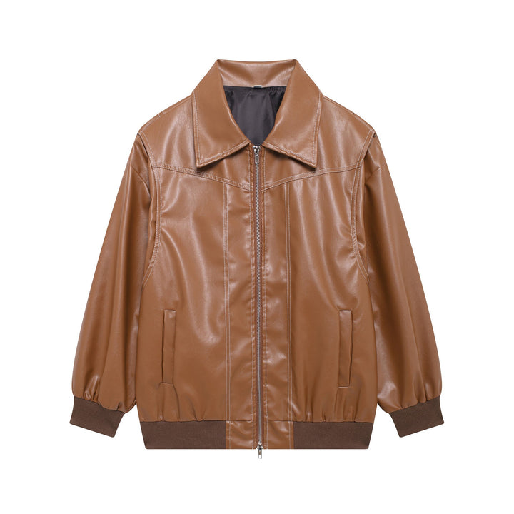 Drune | Damen Faux Leder Jacke Elastische Ärmel