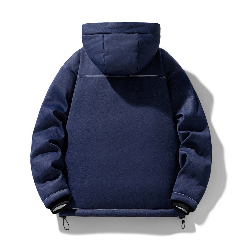 Herren urbaner Kapuzen-Insulated Overshirt mit gesteppter Thermofüllung und Kontrastnähten Drune
