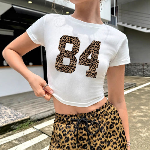 Damen Cropped T-Shirt mit tierischem Print und sportlichem Vibe Drune