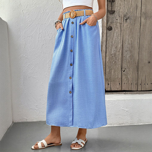 Damen Elegante Maxiröcke mit Knopfdetails Drune