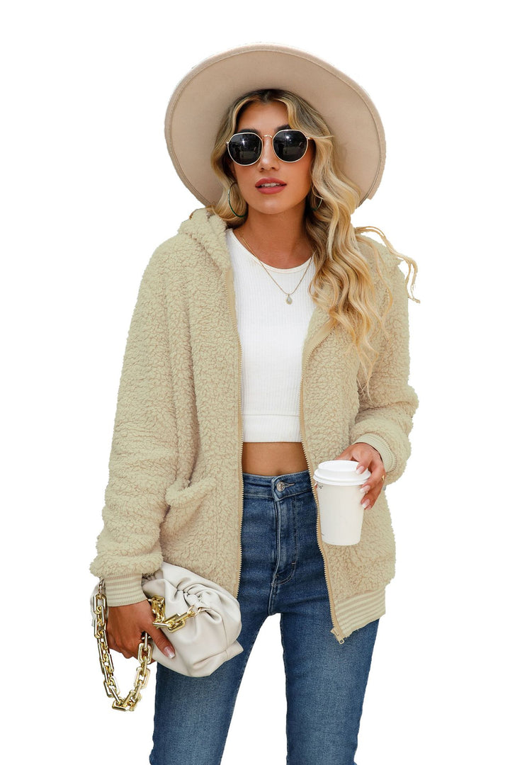 Damen Flauschige Kapuzenjacke mit praktischen Taschen und modernem Schnitt Drune