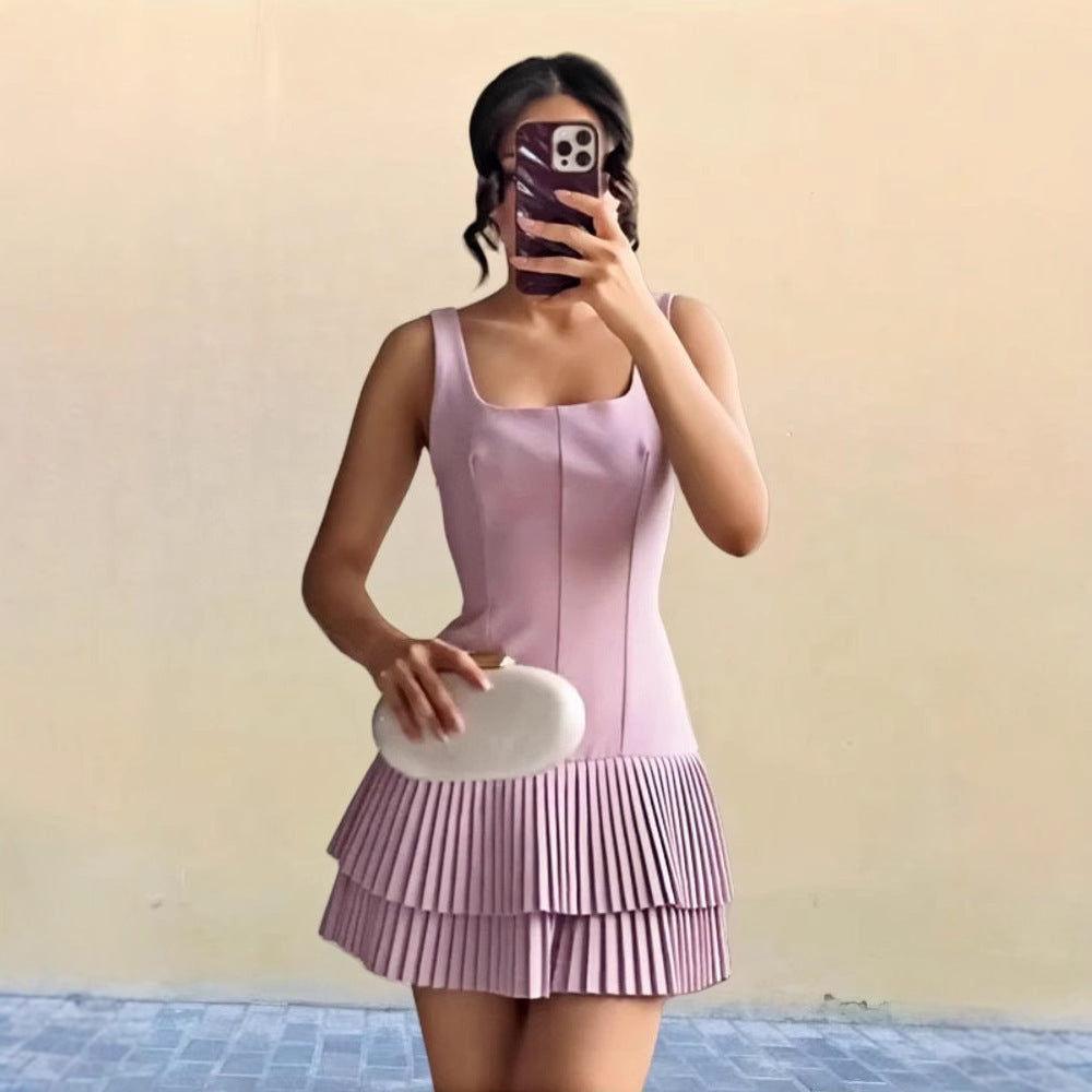 Damen Fließendes Kurzkleid mit Rüschendetails Drune