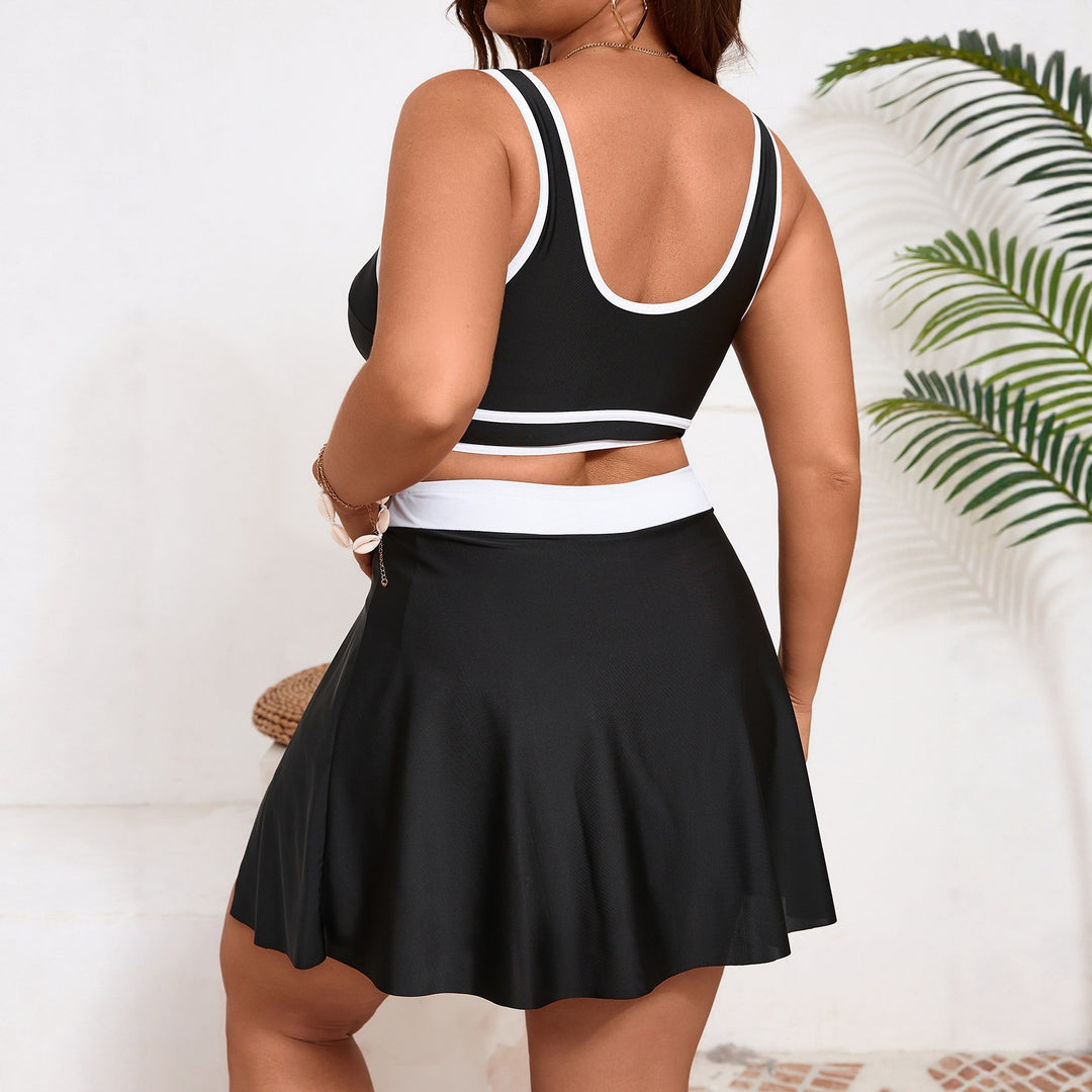 Damen Sportliches Bikini-Set mit bequemem Rock und Crop-Top Drune