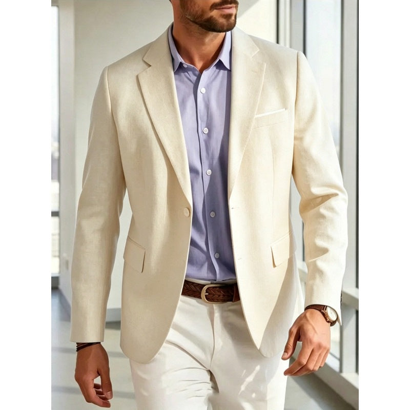 Herren Sommerliches Leinen-Blazer-Sakko mit atmungsaktivem Gewebe und taillierter Passform Drune