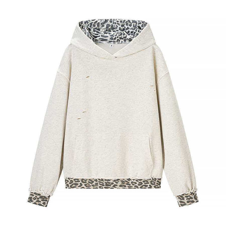 Damen lässiger Hoodie mit Leopard-Innenfutter Drune