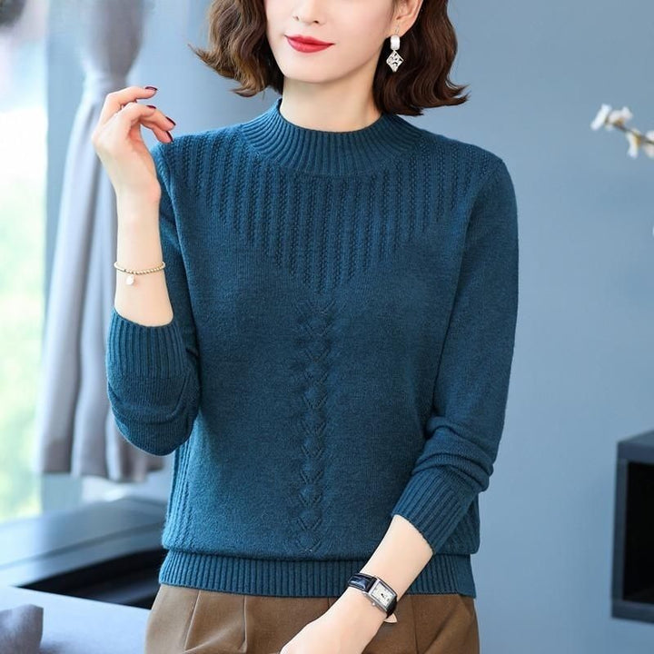 Damen eleganter Strickpullover mit modernem Zopfmuster Drune