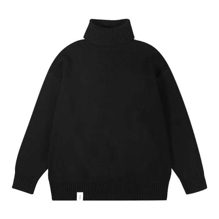 Damen Oversize-Rollkragenpullover aus weichem Baumwollmix mit gerippten Bündchen und verlängertem Saum Drune