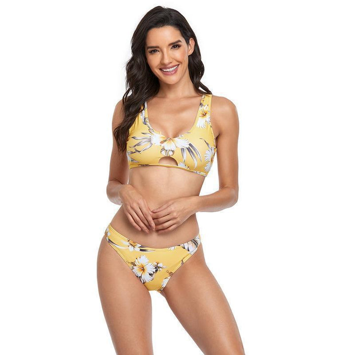 Damen Bikini-Set mit floralem Design und modernem Cut-Out Drune