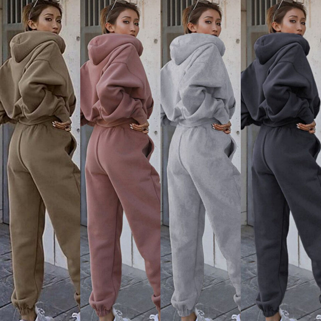 Damen nan oversized Freizeitanzug mit Kapuze und hoher Taille Drune