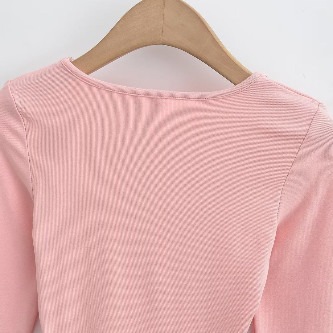 Damen Langarmshirt mit modernem Schnitt und geschwungenem Saum Drune