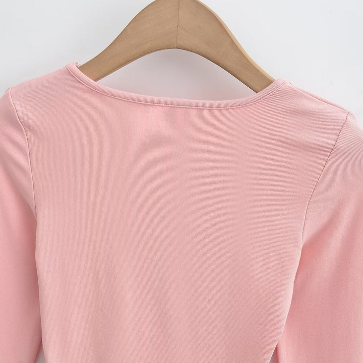 Damen Langarmshirt mit modernem Schnitt und geschwungenem Saum Drune