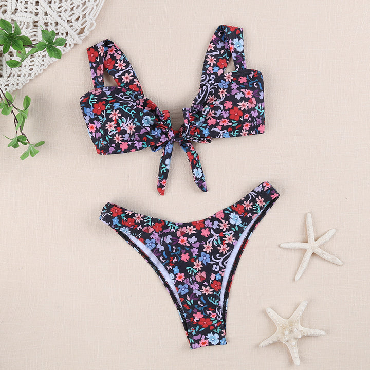 Damen Bikini-Set mit modischem Knotendesign und floralem Muster Drune