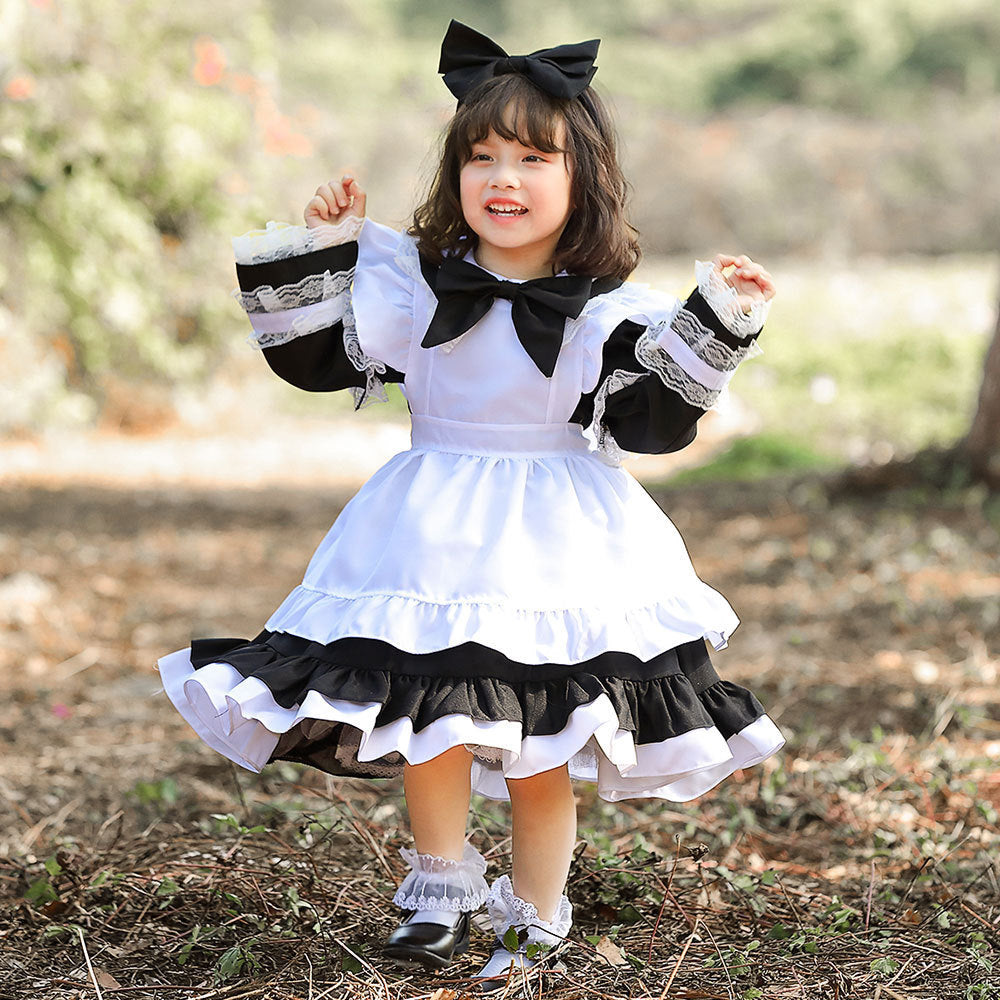 Mädchen niedliches Märchenhaftes Kleid mit Rüschen und Schleifen Drune