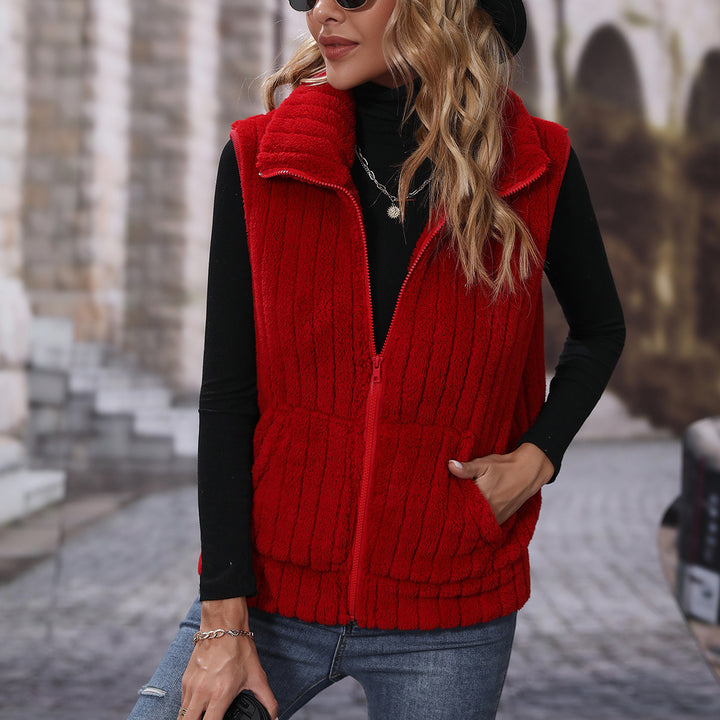 Damen Fleece-Weste mit strukturiertem Material und praktischen Taschen Drune