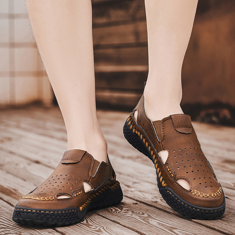 Herren atmungsaktive Leder Sandalen Drune