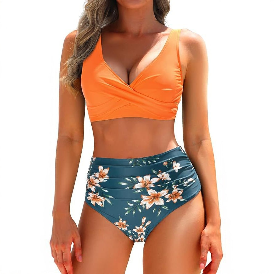 Damen Hochtailliertes Bikini-Set mit Wickeloberteil Drune 1782205596