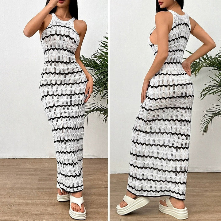 Damen figurbetontes Häkel-Maxikleid Drune