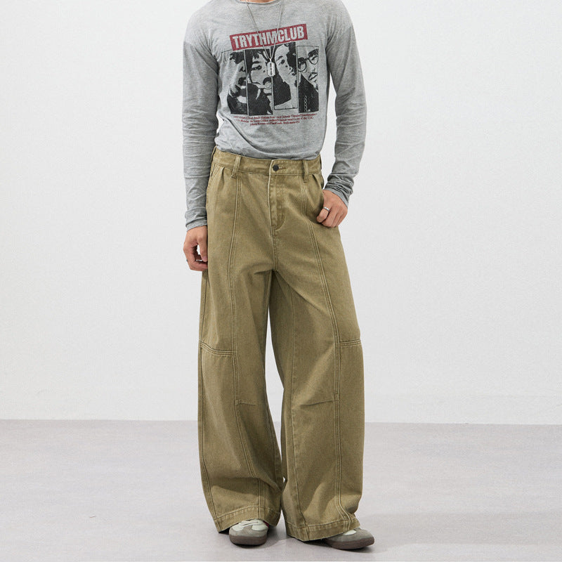 Herren Weite Paneel-Twill-Hose im Workwear-Look mit Knieabnähern Drune