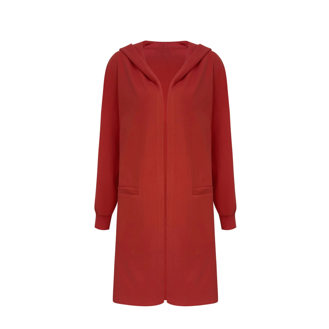Damen Offener Longblazer mit Kapuze und Eingrifftaschen Drune