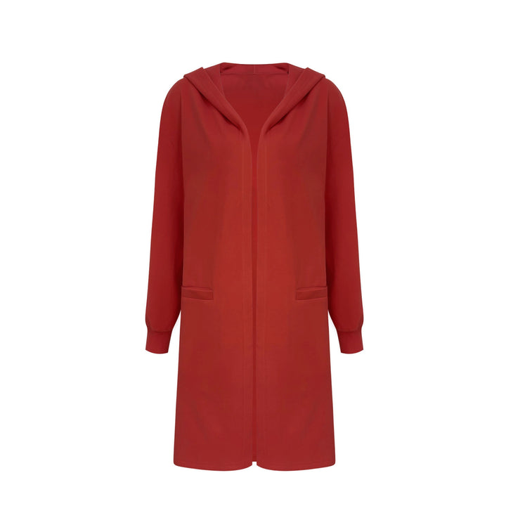 Damen Offener Longblazer mit Kapuze und Eingrifftaschen Drune