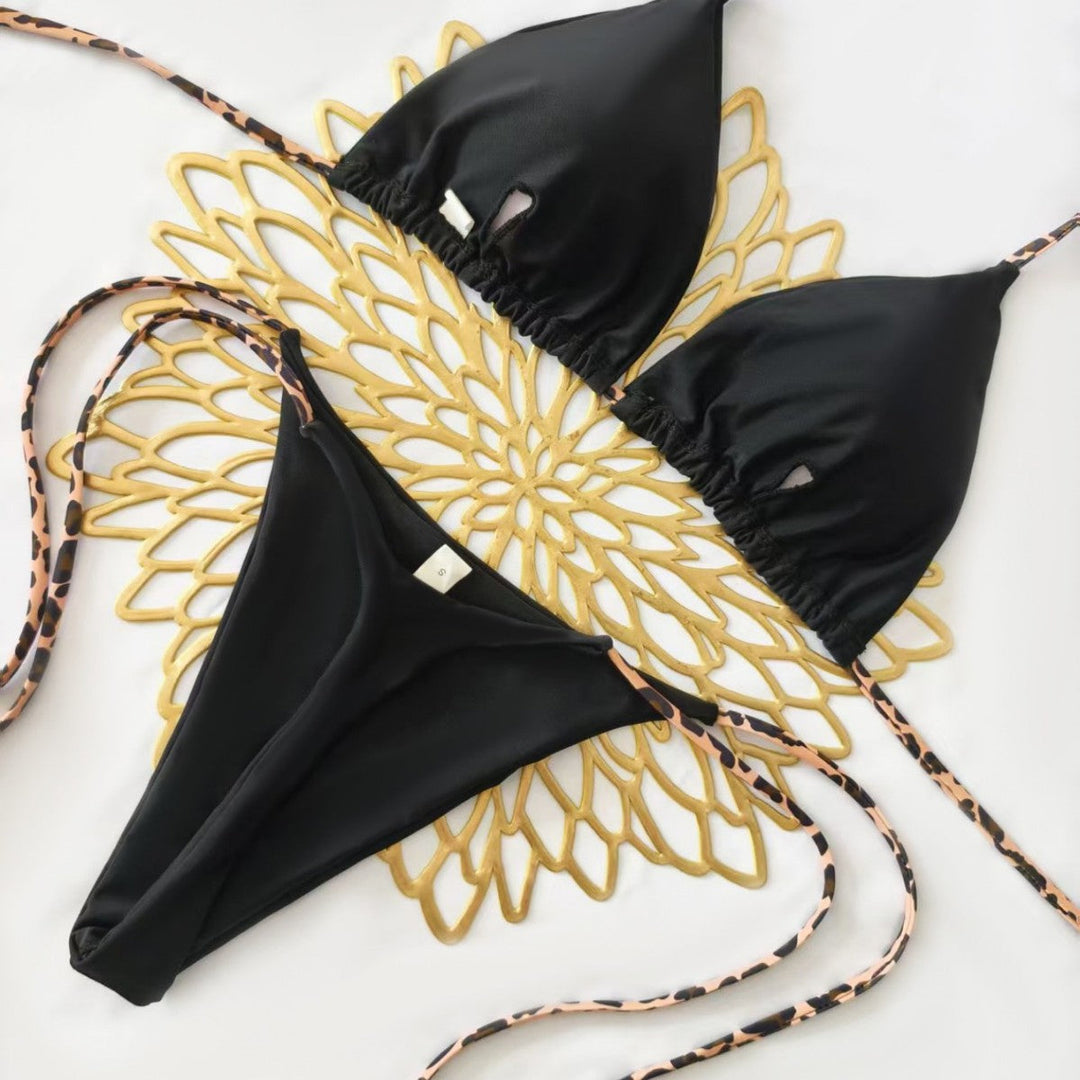 Damen Triangel-Bikini-Set mit verstellbaren Trägern und modischem Leoprint Drune