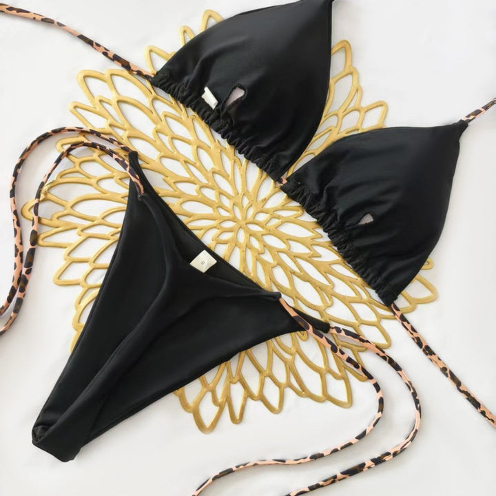Damen Triangel-Bikini-Set mit verstellbaren Trägern und modischem Leoprint Drune
