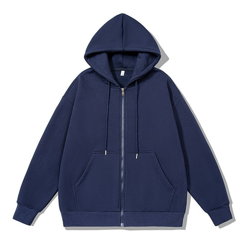 Unisex oversized Kapuzenjacke mit ausladendem Schulterschnitt, durchgehendem Reißverschluss und French-Terry Drune