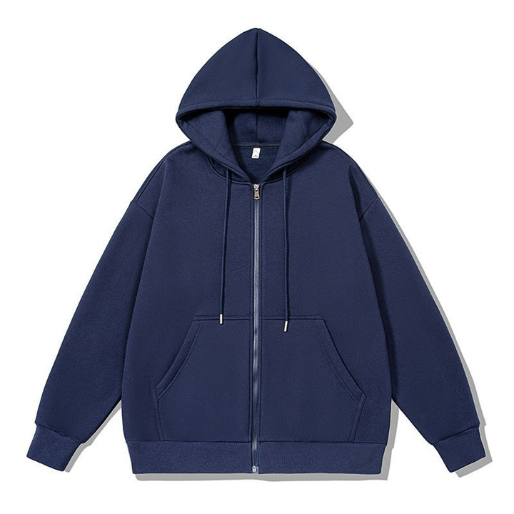 Unisex oversized Kapuzenjacke mit ausladendem Schulterschnitt, durchgehendem Reißverschluss und French-Terry Drune