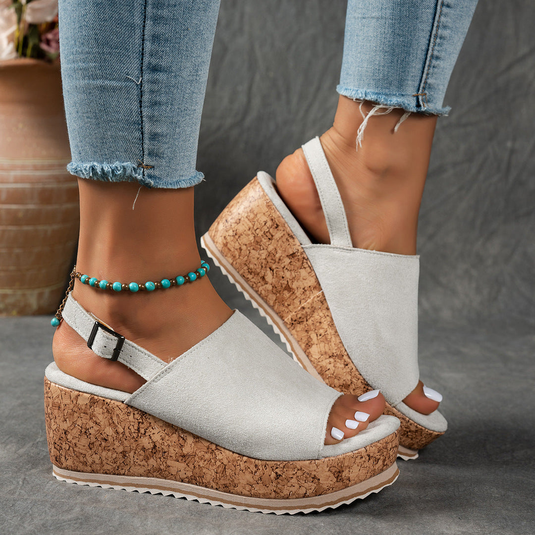 Damen Keilabsatz-Sandalen mit verstellbarem Riemen und komfortablem Fußbett Drune