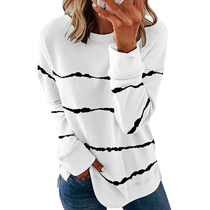Damen Freizeit Sweatshirt mit modernen Streifen Drune