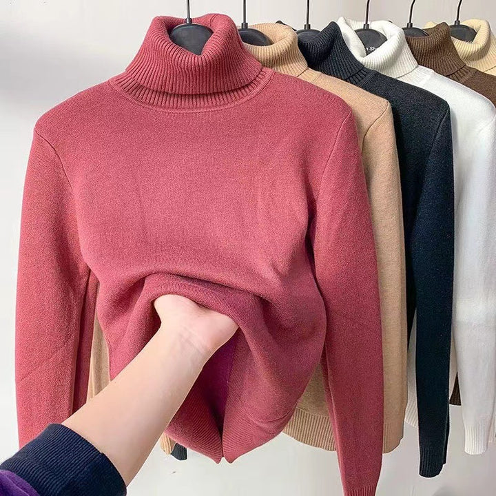 Damen Feinstrick-Rollkragenpullover mit wärmendem Innenfutter und schmaler Silhouette Drune