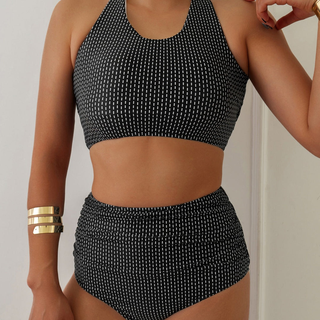 Damen Bikiniset mit hoch geschnittenen Unterteilen und Raffung Drune