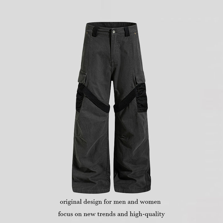 Damen Weite Cargo‑Palazzo‑Hose mit Utility‑Taschen und Mesh‑Einsätzen Drune
