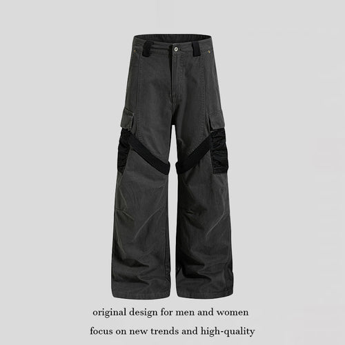 Damen Weite Cargo‑Palazzo‑Hose mit Utility‑Taschen und Mesh‑Einsätzen Drune