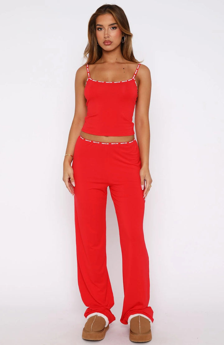 Damen Lounge-Set aus weichem Jersey mit Spaghettiträgern und weitem Bein Drune