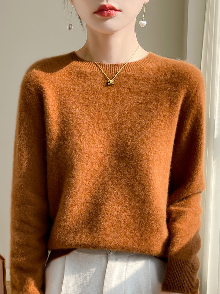 Damen Luxuriöser Kuschelstrick-Pullover mit Rundhals und Mohair-Optik Drune