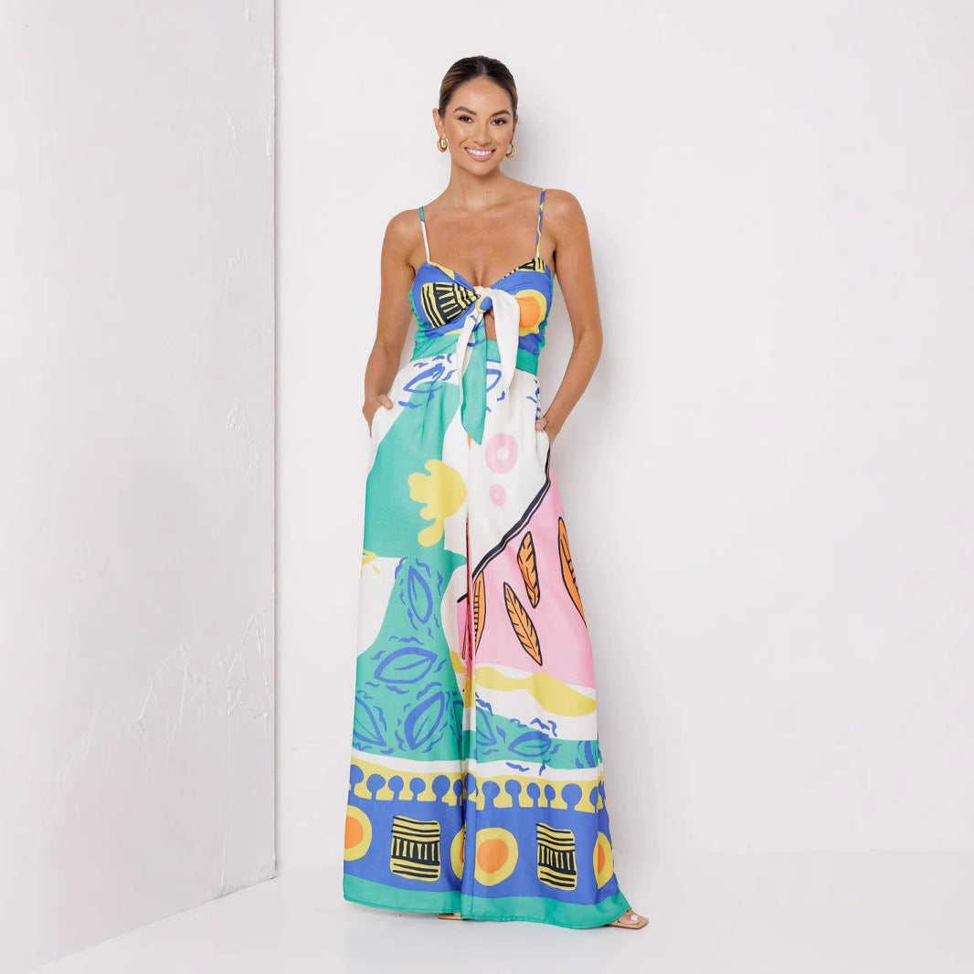 Damen Boho-Style Jumpsuit mit verspieltem Mustermix Drune